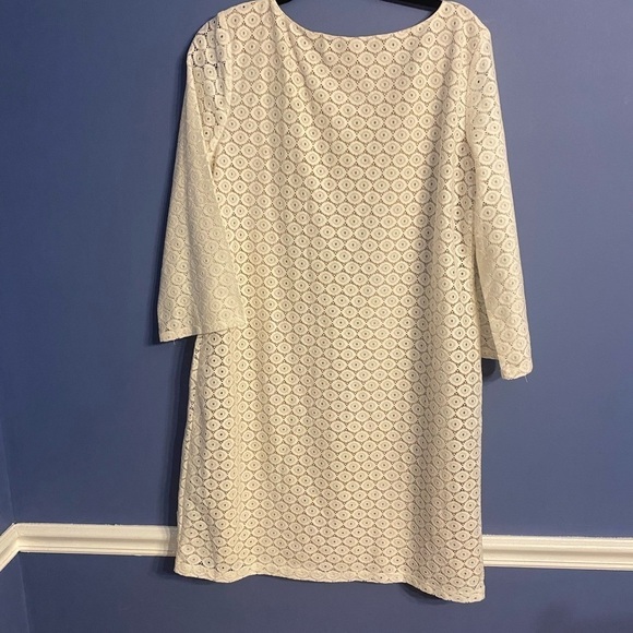 Tacera Womens Dress Large Eyelet Lace Shift Long Sleeve Knee Length Dress - Picture 4 of 10